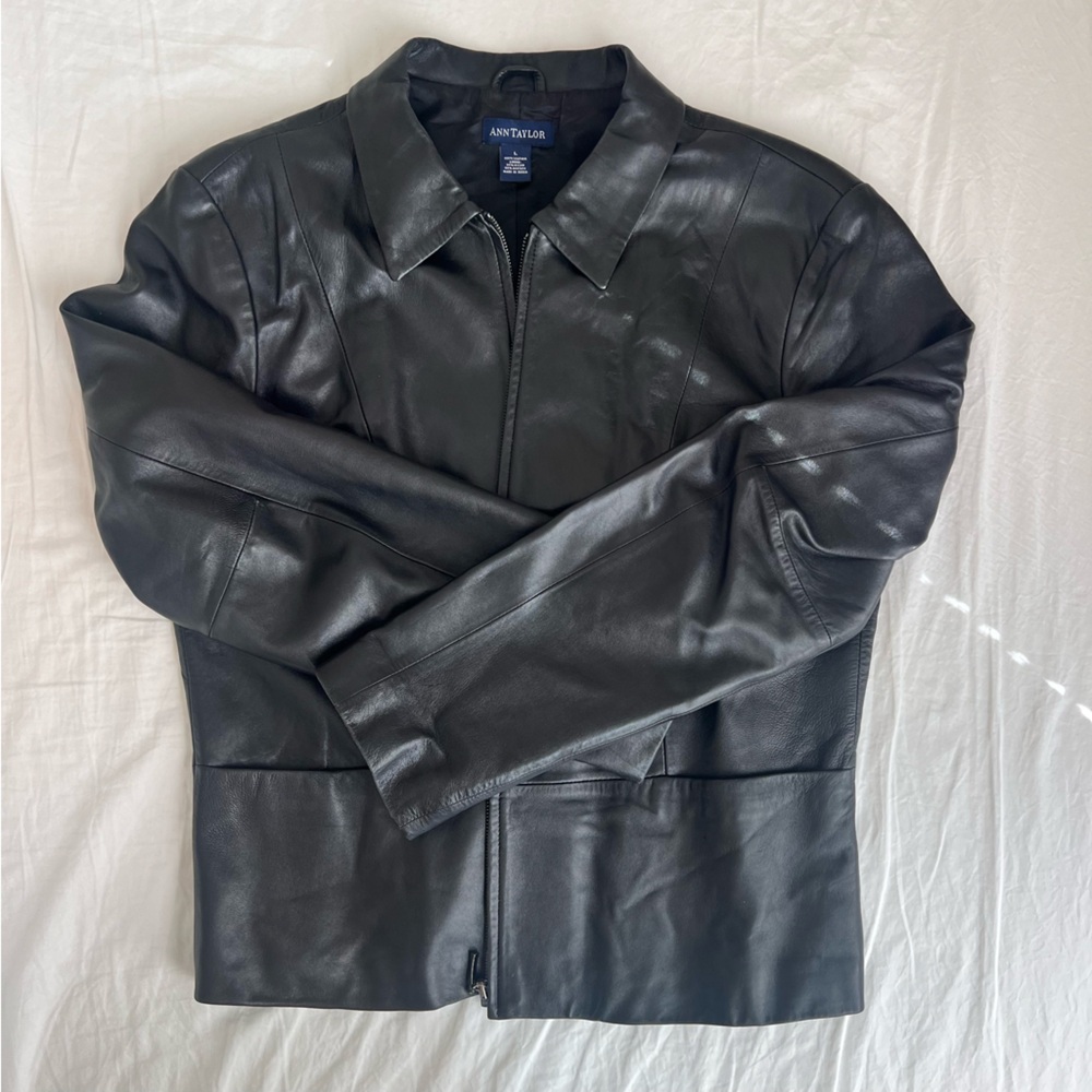 Vintage Ann Taylor Black Genuine Leather Jacket